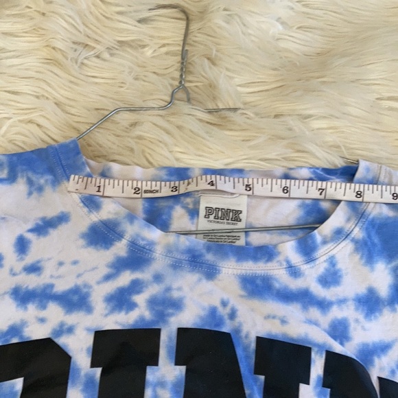 Pink Victoria’s Secret blue white tie dye cropped long sleeve crop top shirt M - Picture 14 of 16